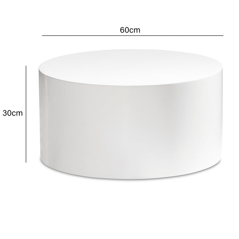 Couchtisch Monobloc 60x60x30cm Weiß Hochglanz Rund Modern Design