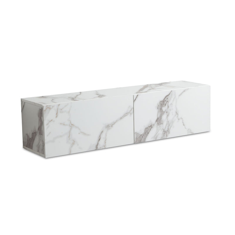 Lowboard Hängend Marmor-Optik Weiß 120x30x30cm Klapptüren Modern