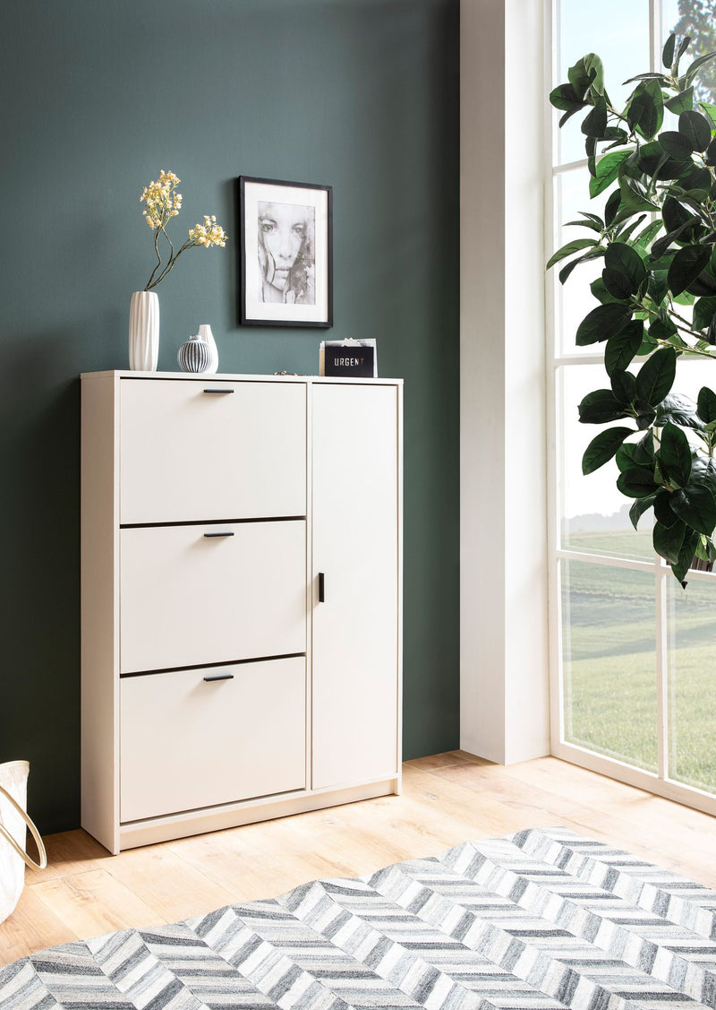 Schuhschrank Weiß 90x120x24 cm Modern Flurschrank mit Ablage