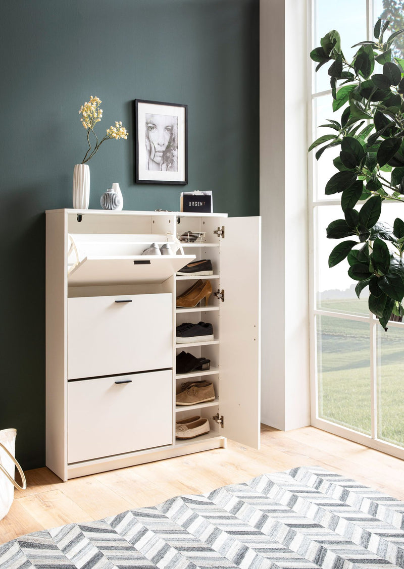 Schuhschrank Weiß 90x120x24 cm Modern Flurschrank mit Ablage