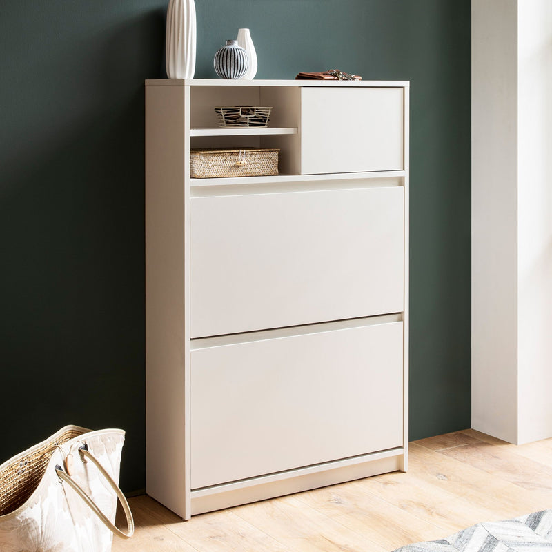 Schuhschrank Weiß 71x110x24 cm Modern Flurschrank Schuhkipper