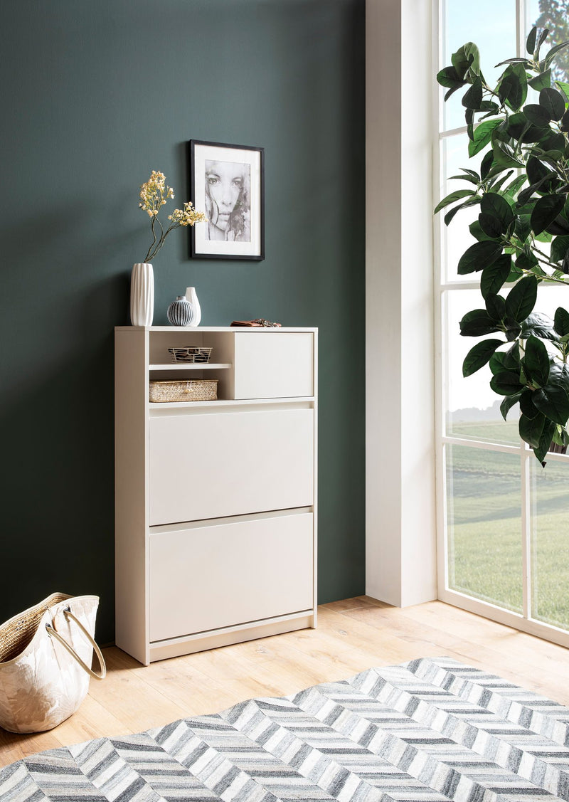 Schuhschrank Weiß 71x110x24 cm Modern Flurschrank Schuhkipper