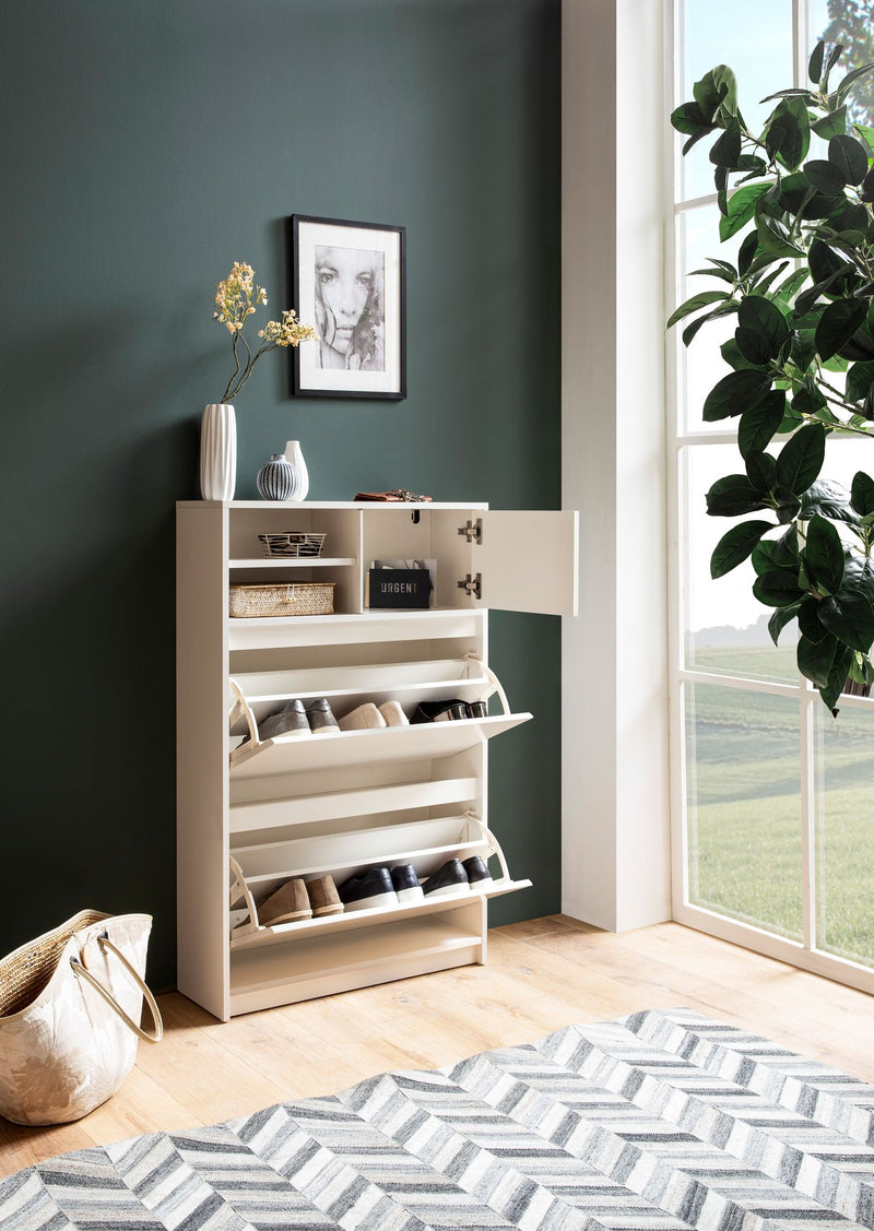 Schuhschrank Weiß 71x110x24 cm Modern Flurschrank Schuhkipper