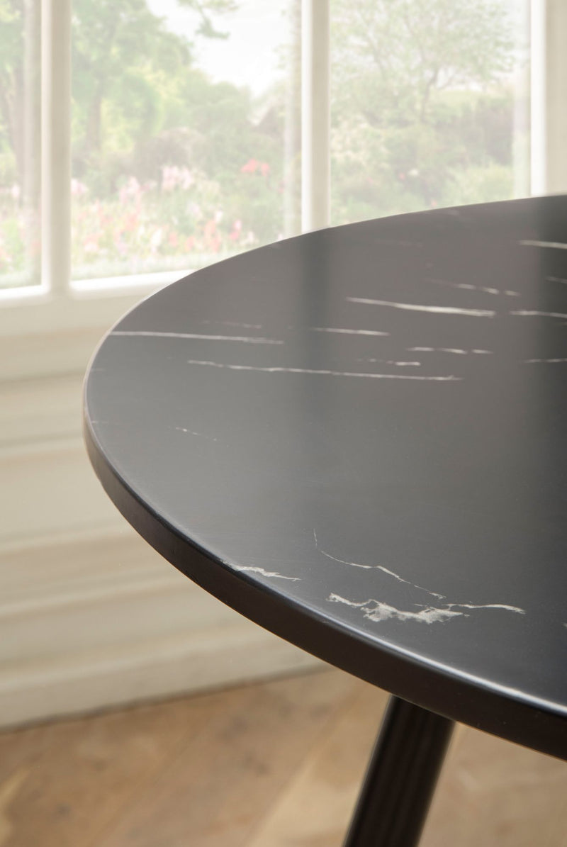 Esszimmertisch 75x75x76cm Marmor-Optik Schwarz Metallbeine Rund Modern