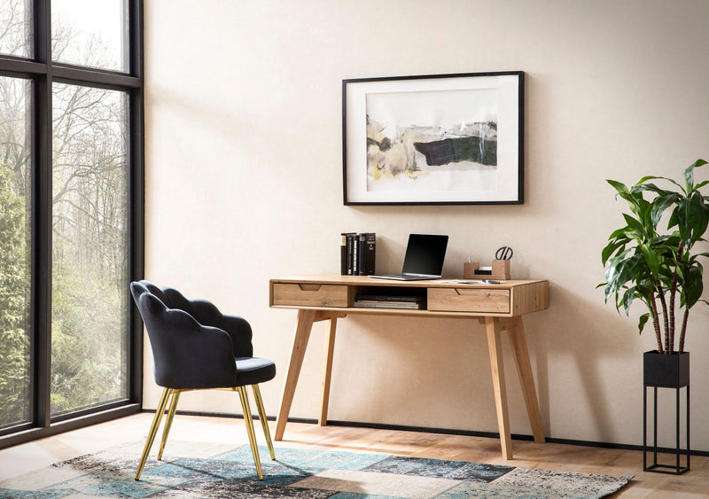 Schreibtisch 120x55x77cm Eiche Dekor Skandinavisch mit Stauraum Schubladen