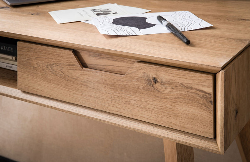 Schreibtisch 120x55x77cm Eiche Dekor Skandinavisch mit Stauraum Schubladen