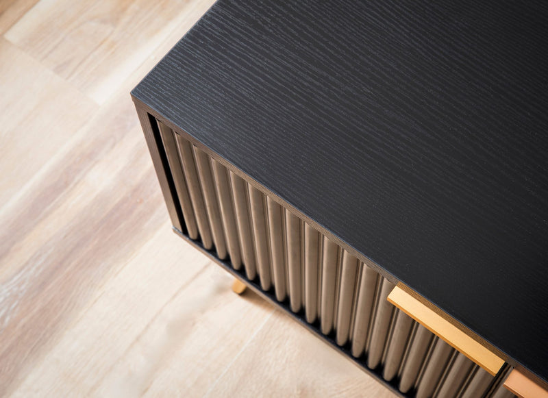 Lowboard Schwarz Eiche-Dekor 150x51x39cm TV-Kommode Modern Türen Ablagefächer
