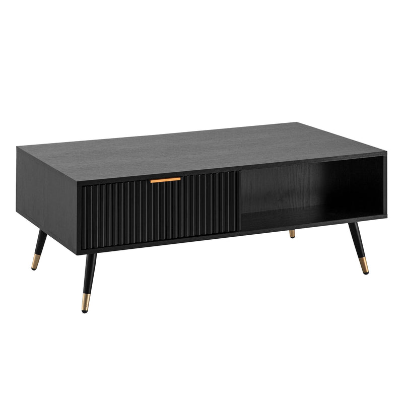 Couchtisch 110x60x43cm Schwarz Eiche-Dekor Rechteckig mit Stauraum