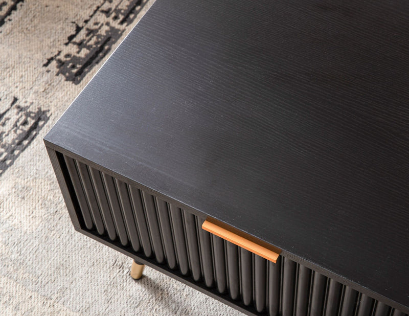 Couchtisch 110x60x43cm Schwarz Eiche-Dekor Rechteckig mit Stauraum