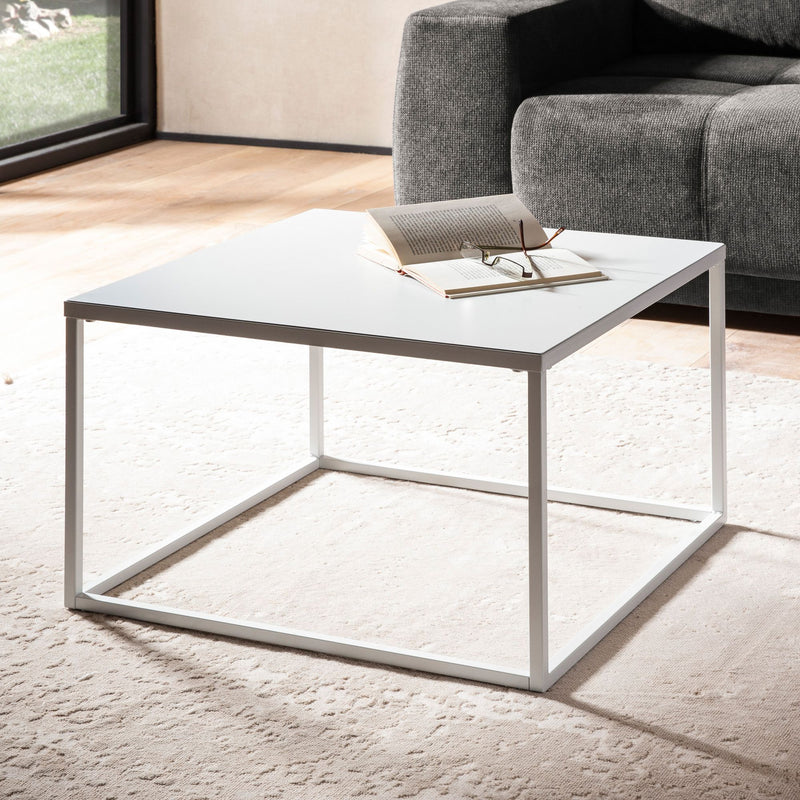 Couchtisch 60x60x40cm Metall Industrial Weiß Quadratisch Loungetisch