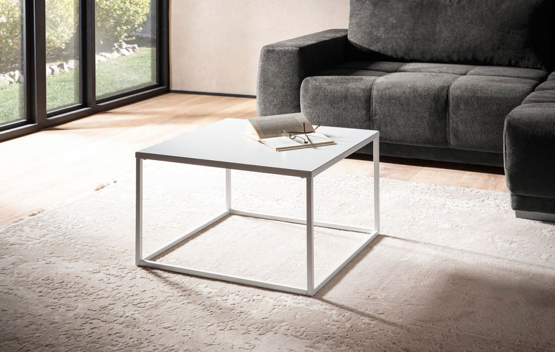 Couchtisch 60x60x40cm Metall Industrial Weiß Quadratisch Loungetisch