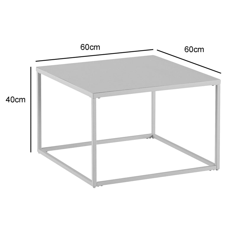 Couchtisch 60x60x40cm Metall Industrial Weiß Quadratisch Loungetisch