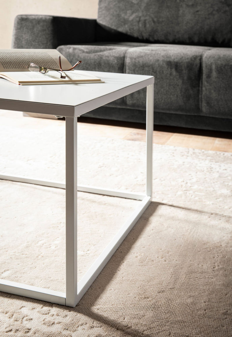 Couchtisch 60x60x40cm Metall Industrial Weiß Quadratisch Loungetisch