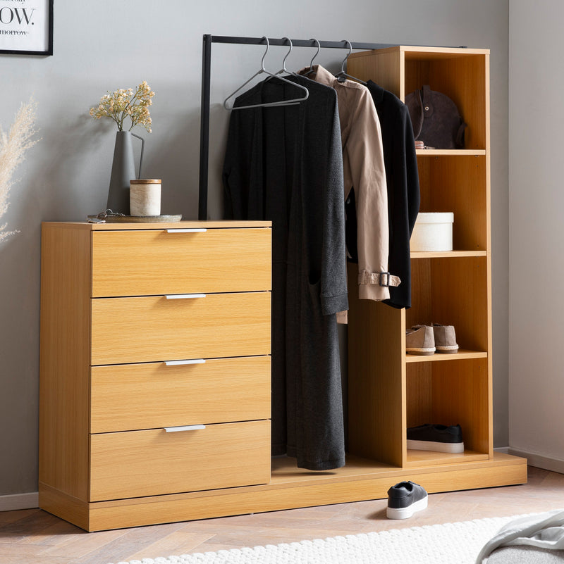 Garderobe Eiche-Dekor 145x136x40cm Flur Modern mit Kommode & Regal