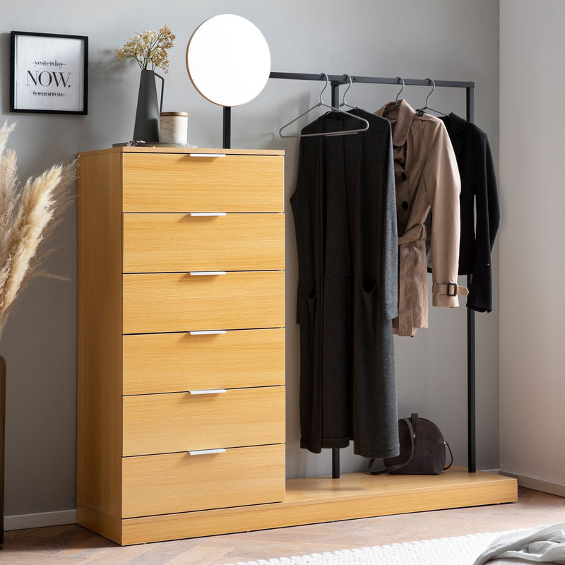 Garderobe Eiche-Dekor 145x165x40cm Flur Modern mit Kommode & Spiegel