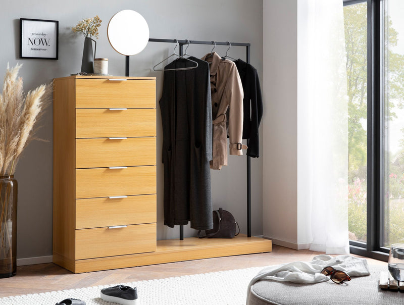 Garderobe Eiche-Dekor 145x165x40cm Flur Modern mit Kommode & Spiegel