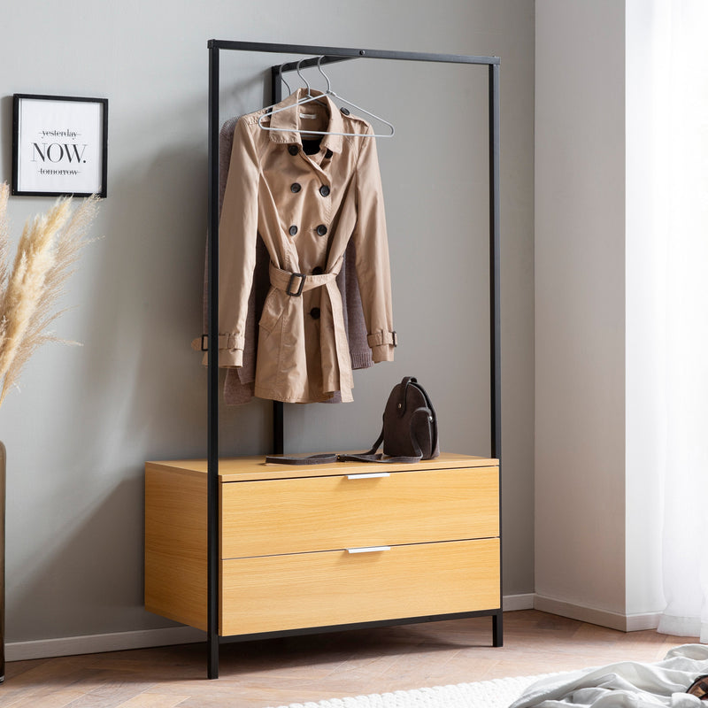 Garderobe Eiche-Dekor 152x85x44cm Flur Modern mit Schubladen & Stange
