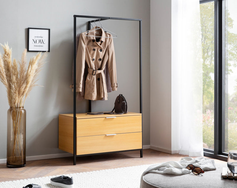Garderobe Eiche-Dekor 152x85x44cm Flur Modern mit Schubladen & Stange