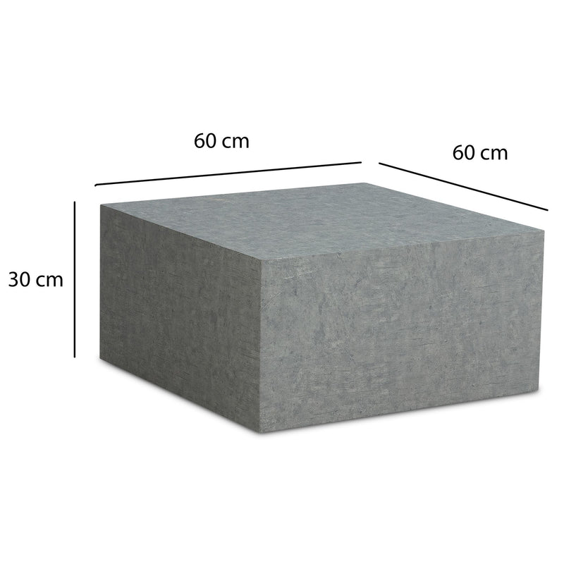 Couchtisch Monobloc 60x60x30cm Beton-Optik Grau quadratisch Cube