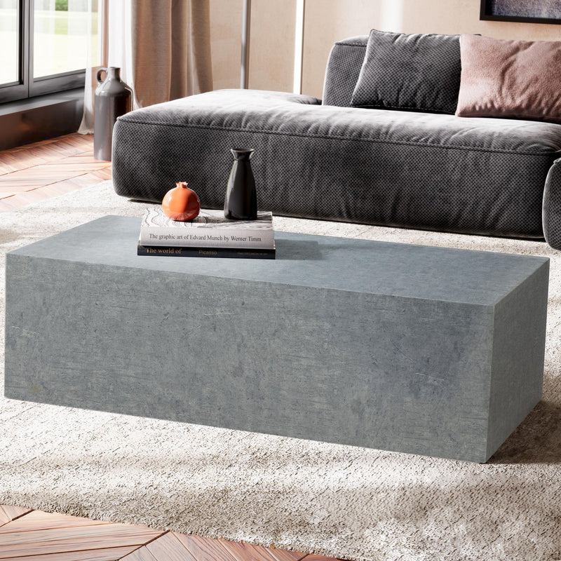 Couchtisch MONOBLOC 100x50x30cm Beton-Optik Grau Rechteckig Modern