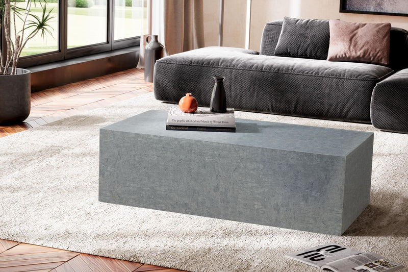 Couchtisch MONOBLOC 100x50x30cm Beton-Optik Grau Rechteckig Modern