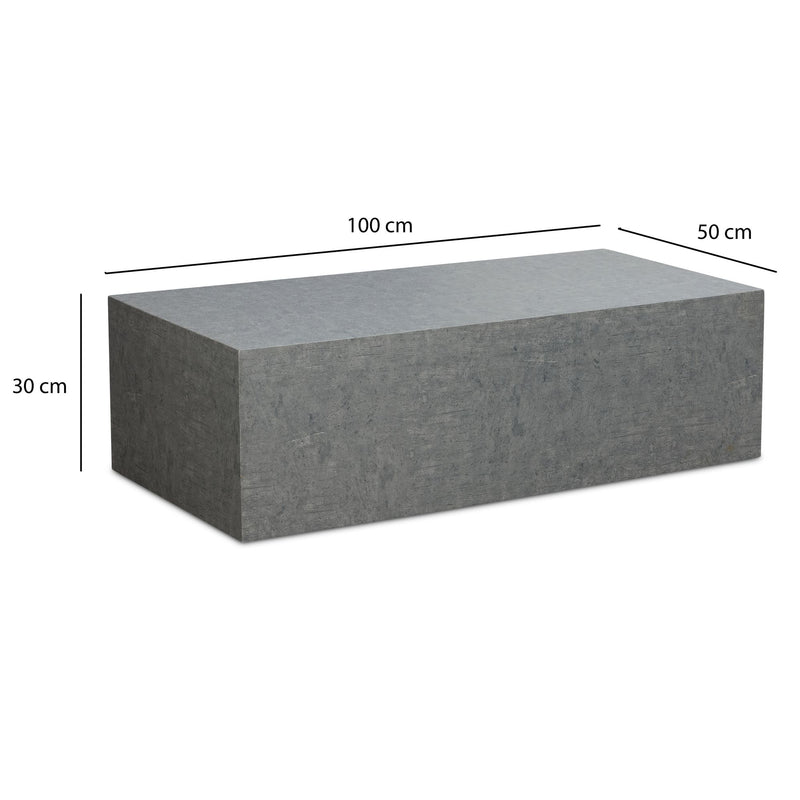 Couchtisch MONOBLOC 100x50x30cm Beton-Optik Grau Rechteckig Modern