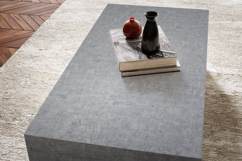 Couchtisch MONOBLOC 100x50x30cm Beton-Optik Grau Rechteckig Modern