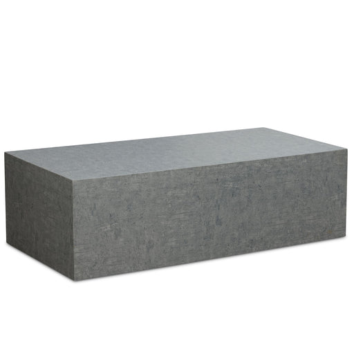 Couchtisch MONOBLOC 100x50x30cm in Gesamtansicht mit massivem Körper in grauer Beton-Optik.