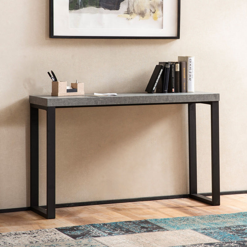 Konsolentisch Beton-Optik Schwarz 120x40x76cm Metallbeine Flur