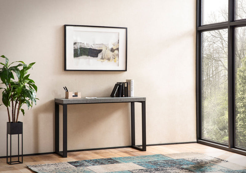 Konsolentisch Beton-Optik Schwarz 120x40x76cm Metallbeine Flur