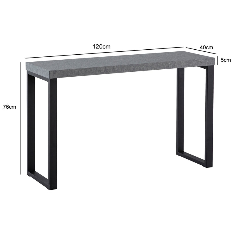Konsolentisch Beton-Optik Schwarz 120x40x76cm Metallbeine Flur