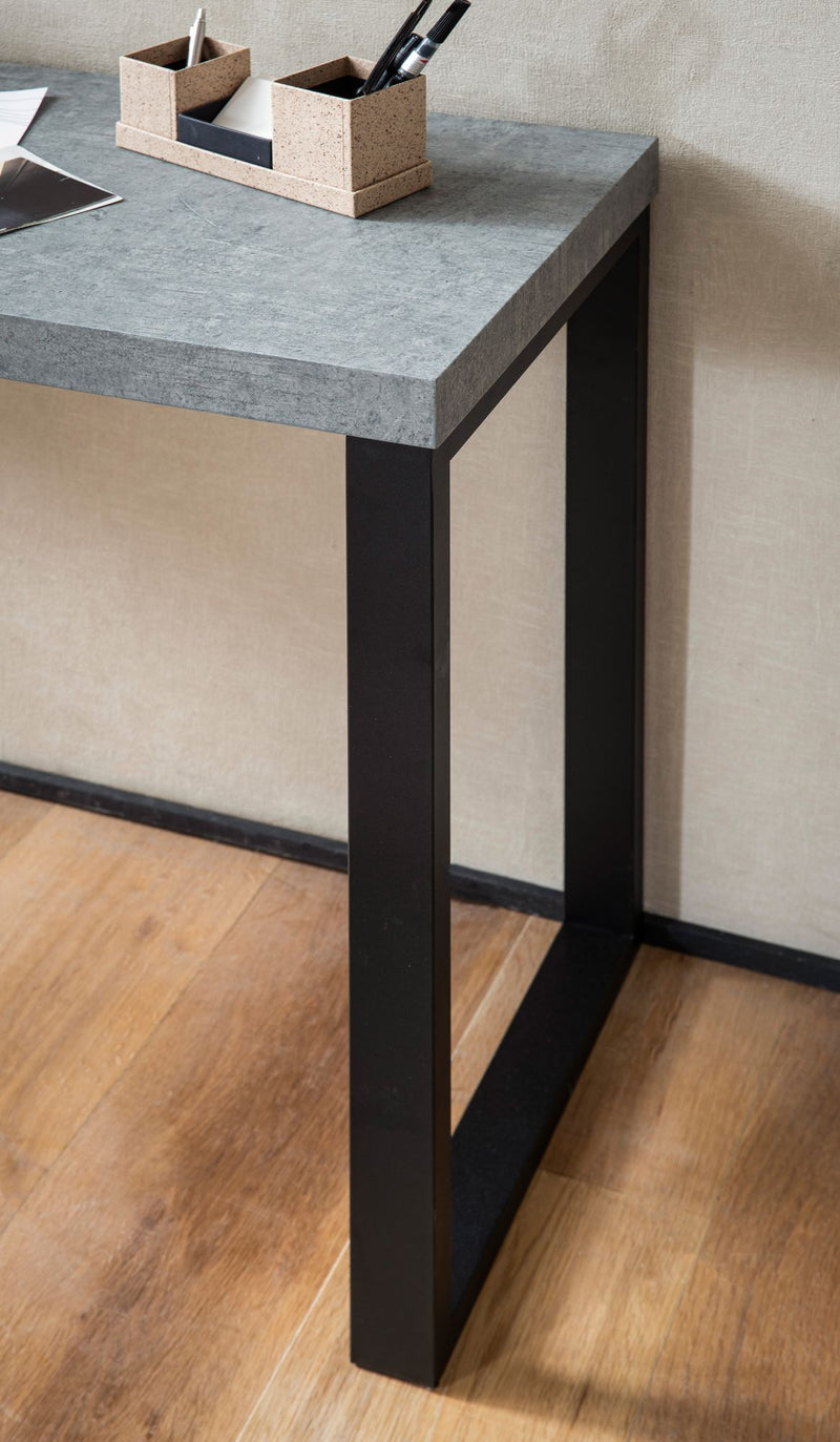 Konsolentisch Beton-Optik Schwarz 120x40x76cm Metallbeine Flur
