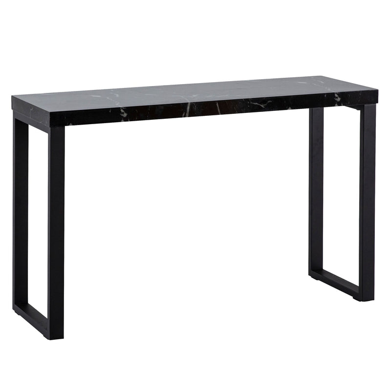 Konsolentisch Marmor-Optik Schwarz Hochglanz 120x40x76cm Metallbeine
