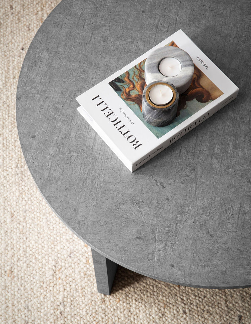 Couchtisch 70x70x33 cm Beton-Optik Grau Modern Rund
