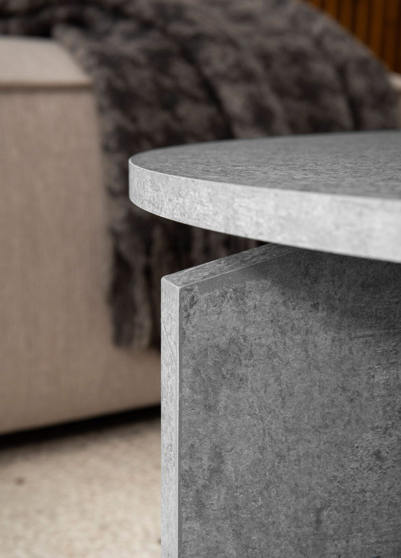 Couchtisch 70x70x33 cm Beton-Optik Grau Modern Rund