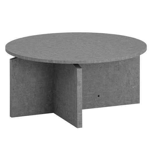 Couchtisch 70x70x33 cm Beton-Optik Grau Modern Rund mit runder Tischplatte und Sockelsystem.