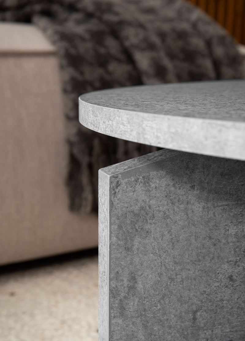 Couchtisch 60x60x33cm Beton-Optik Grau Rund Modern Wohnzimmertisch