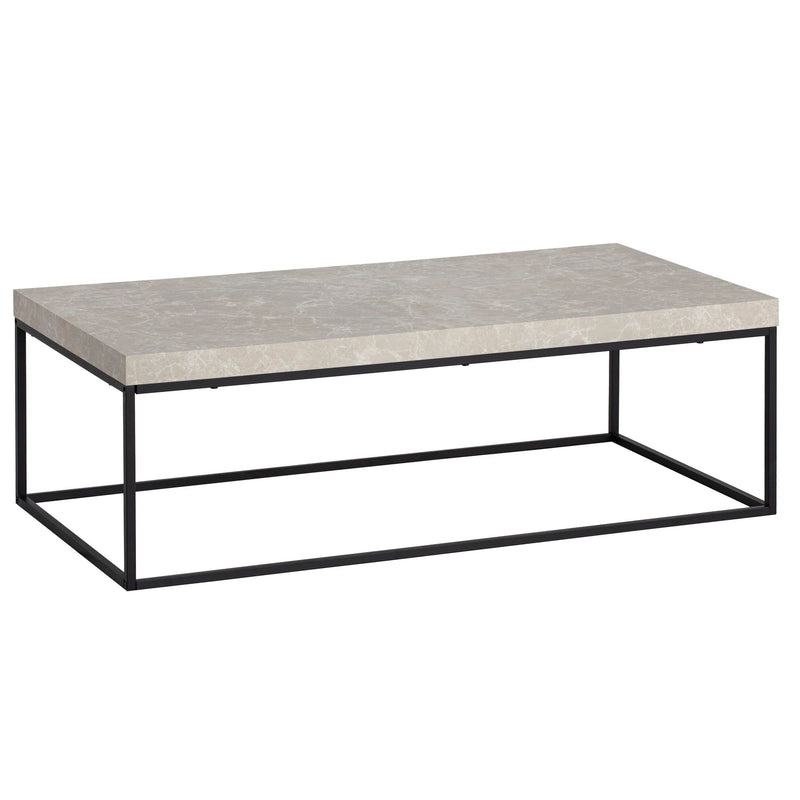 Couchtisch 120x60x38cm Sandfarben Stein-Optik Metallbeine Modern