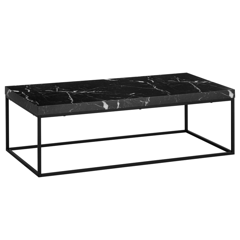 Couchtisch 120x60x38cm Marmor-Optik Schwarz Metallbeine Modern