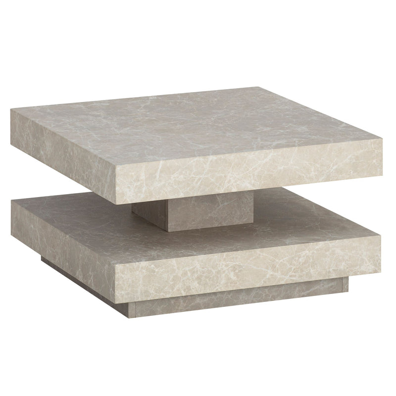 Couchtisch 60x60x34cm Sandfarben Stein-Optik Stauraum Modern