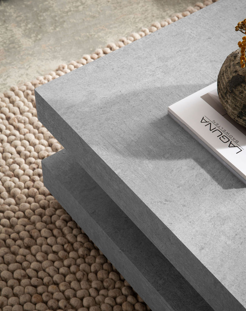 Couchtisch 60x60x34cm Beton-Optik Grau mit Stauraum Modern Quadratisch