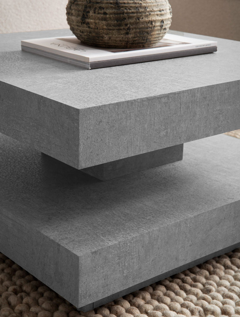Couchtisch 60x60x34cm Beton-Optik Grau mit Stauraum Modern Quadratisch