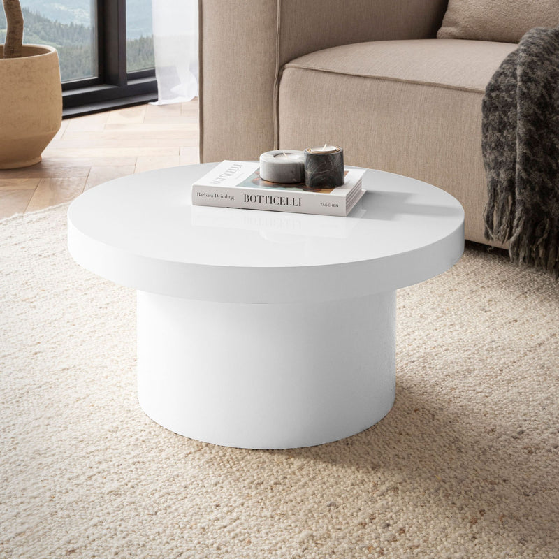 Couchtisch Rund Weiß Hochglanz 60x60x30cm Modern Design Pilzform