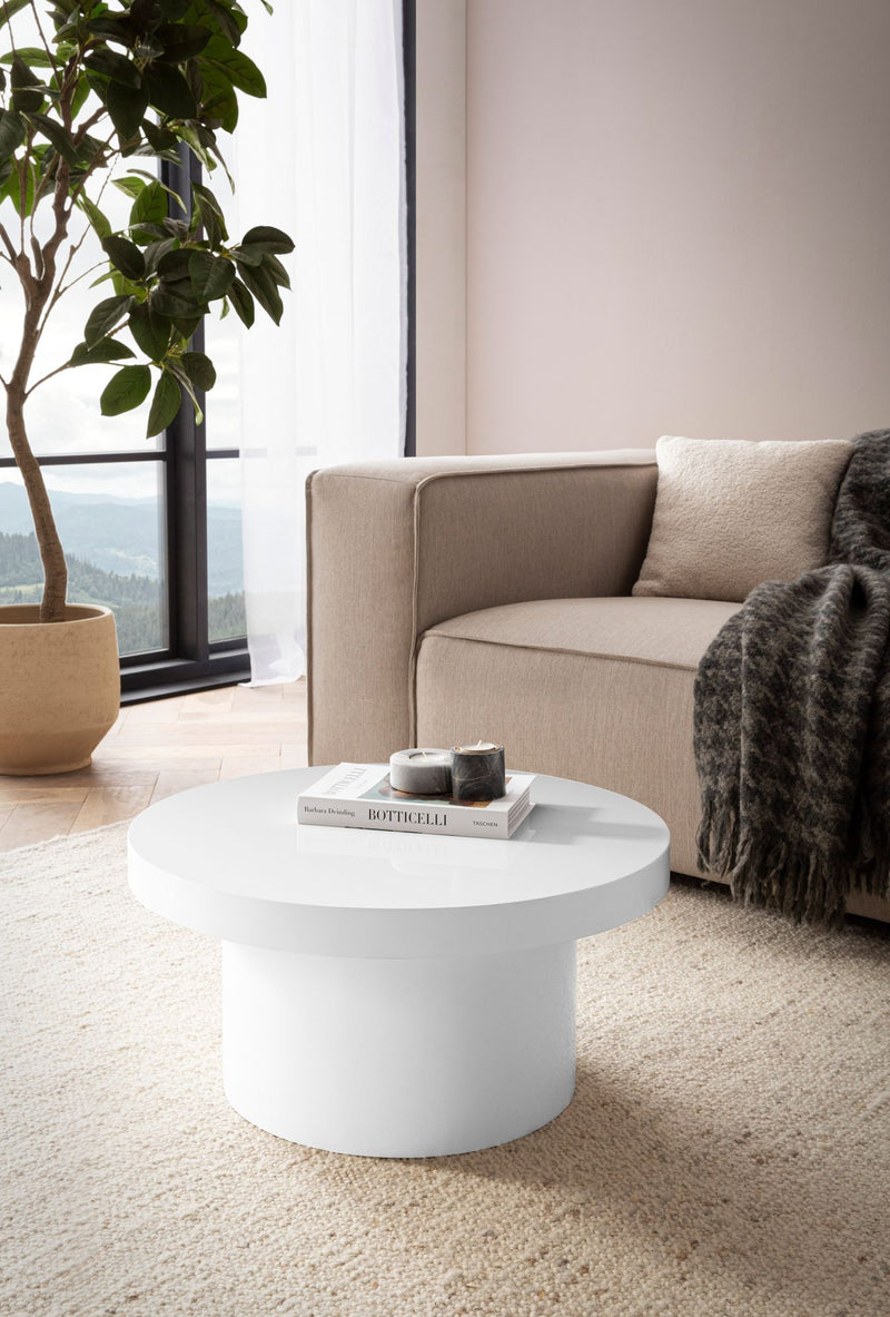 Couchtisch Rund Weiß Hochglanz 60x60x30cm Modern Design Pilzform