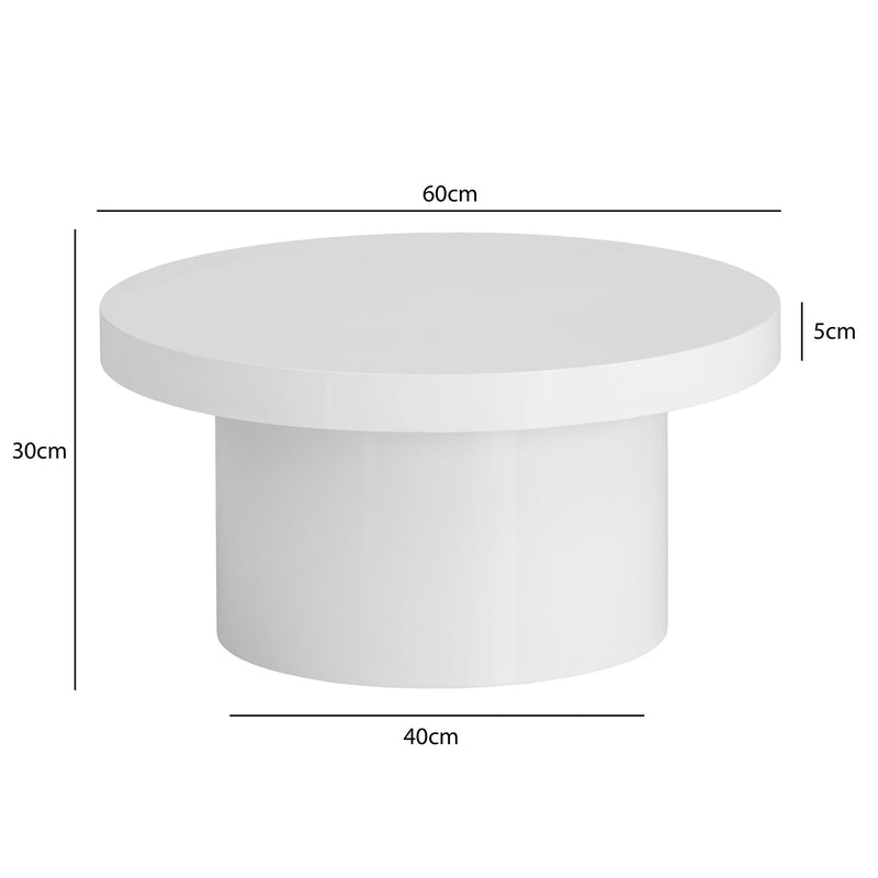 Couchtisch Rund Weiß Hochglanz 60x60x30cm Modern Design Pilzform