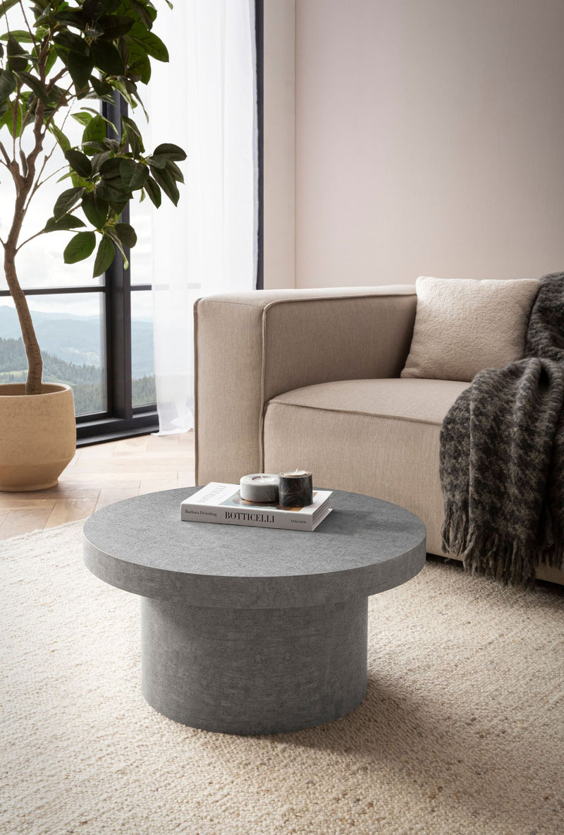 Couchtisch 60x60x30cm Grau Beton-Optik Modern Rund Pilz-Form