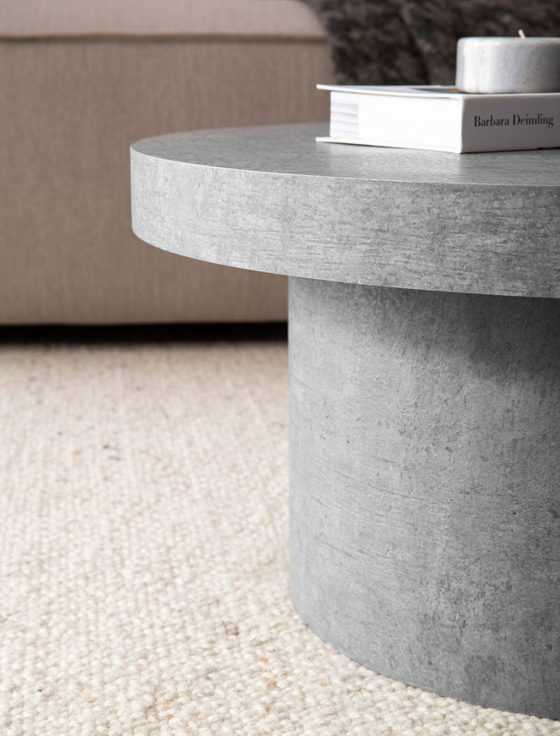 Couchtisch 60x60x30cm Grau Beton-Optik Modern Rund Pilz-Form
