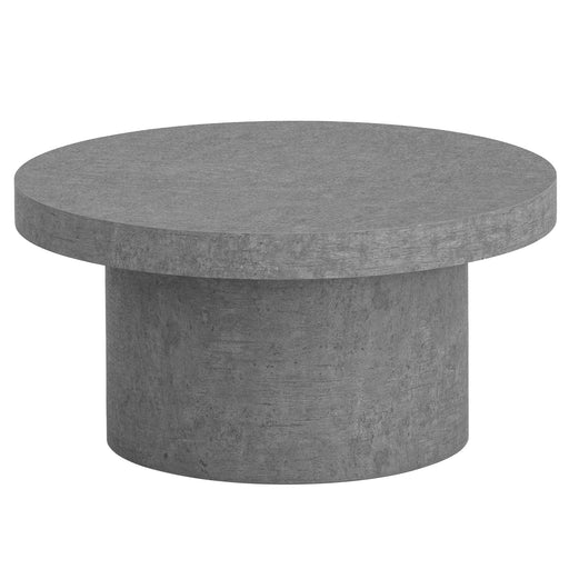 Couchtisch 60x60x30cm Grau Beton-Optik mit runder Tischplatte und zylindrischem Fuß in Gesamtansicht.