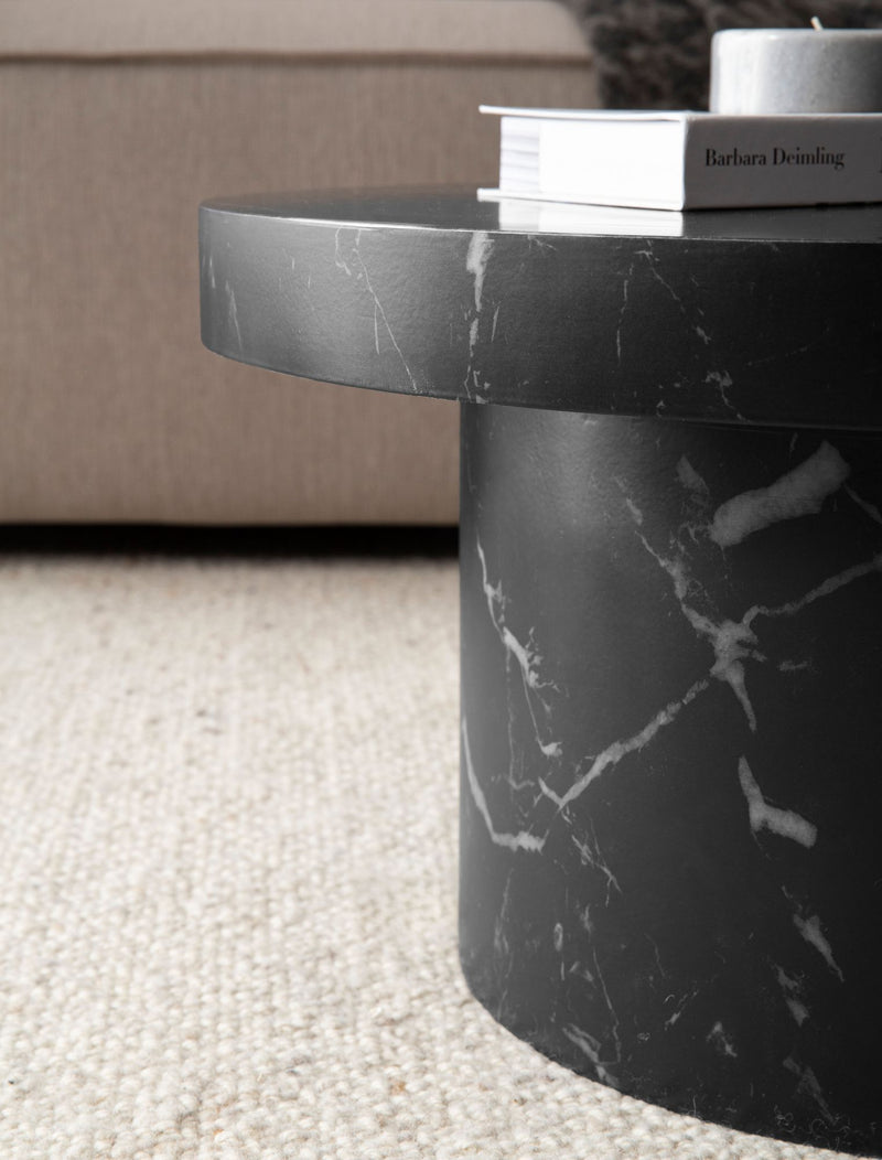 Couchtisch 60x60x30cm Schwarz Marmor-Optik Rund Modern Design