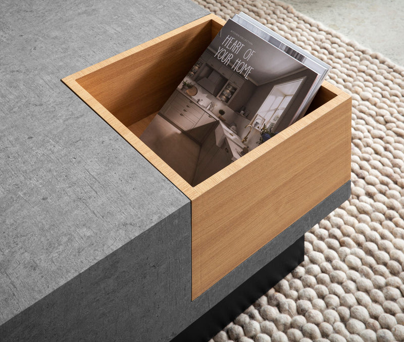 Couchtisch 65x65x40cm Beton-Optik Grau mit Stauraum Modern Quadratisch